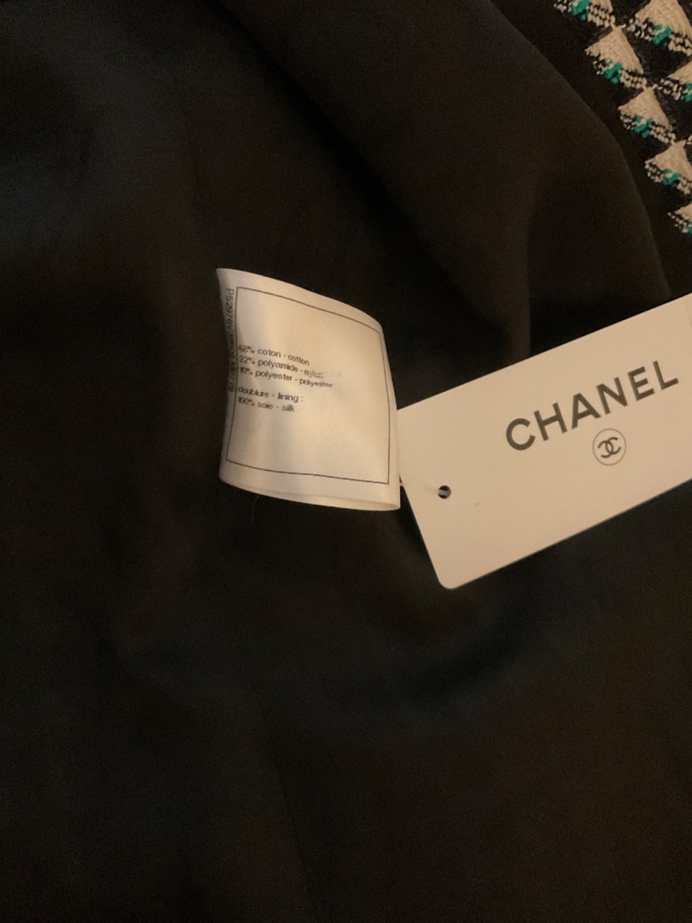 Chanel Tweed jacket in green/white/navy color 40 FR (New) - Picture 7 of 9